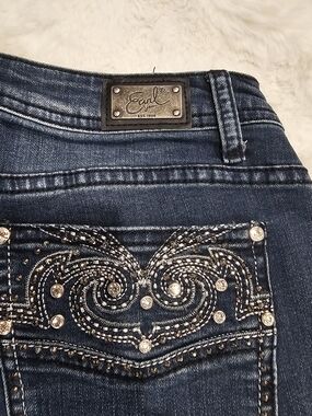 Earl Jeans Bootcut Rhinestone Embellished Pocket Denim Size 8 Bootcut